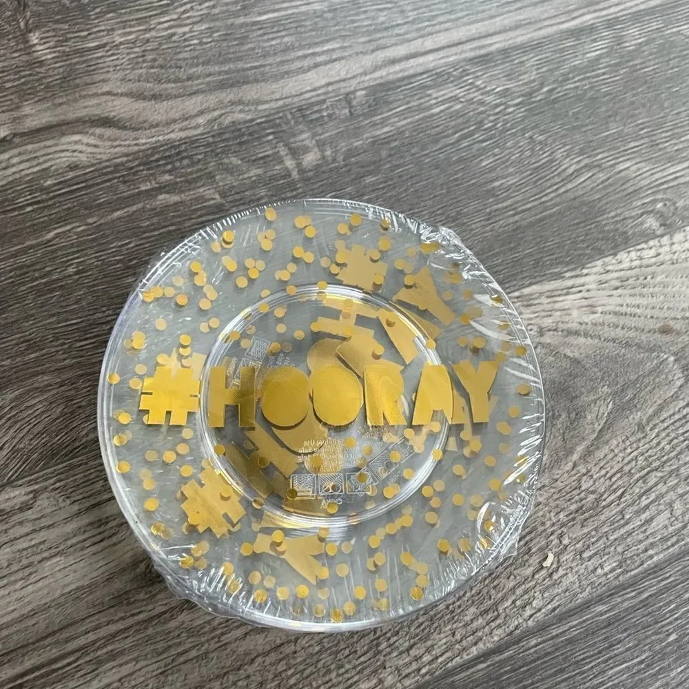 2/$20 TARGET HOORAY confetti clear plastic party plates (4 pack) NWT